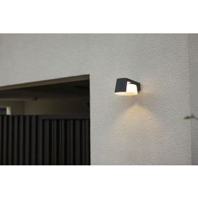 Lutec Moon - buiten wandlamp - 21,7 x 16 x 9,6 cm - 11,1W - IP44 - donker grijs