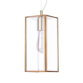 Nova Luce Flavio - hanglamp - 32 x 13 x 130 cm - transparant en antiek messing