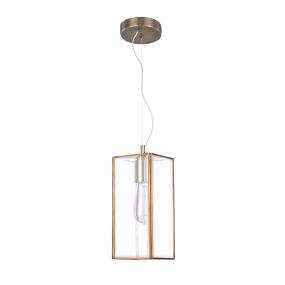 Nova Luce Flavio - hanglamp - 32 x 13 x 130 cm - transparant en antiek messing
