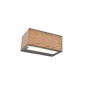 Lutec Gemini - buiten wandverlichting - 14 x 8,9 x 6,5 cm - 10,5W LED incl. - IP54 - hout