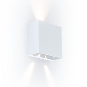 Lutec Gemini Beams - 11 x 11 x 5,4 cm - 10W incl. - IP54 - wit - warm wit