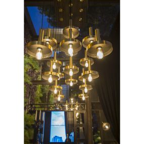 Faro Whizz - hanglamp - Ø 25 x 26 cm - satijn goud en zwart
