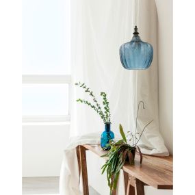 Nova Luce Loni - hanglamp - Ø 24 x 120 cm - donkerblauw