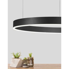 Nova Luce Motif - hanglamp - Ø 80 x 120 cm - 48W dimbare LED incl. - zand zwart