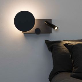 Faro Klee Rechts - wandverlichting met leeslampje - 27 x 3 x 16 cm - 10W+3W dimbare LED incl. - getextureerd grijs