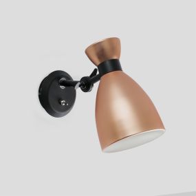 Faro Retro - wandverlichting met schakelaar - 12 x 24,5 x 19 cm - mat koper