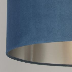Searchlight Velvet Drum - lampenkap - Ø 38 x 22 cm - blauwgroen en zilver