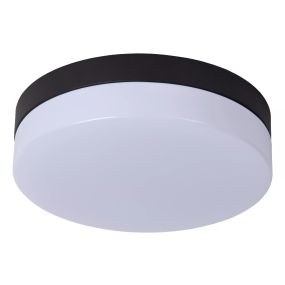 Lucide Biskit - plafondlamp met bewegingssensor - Ø 23 x 6,5 cm - 12W LED incl. - IP44 - zwart