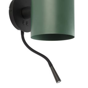 Faro Guadalupe - wandverlichting - 17 x 23,5 x 42 cm - 1W LED incl. - zwart en groen