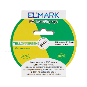 Elmark isolerende PVC tape 19mm - 20 meter lengte - geel/groen
