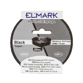 Elmark isolerende PVC tape 19mm - 20 meter lengte - zwart