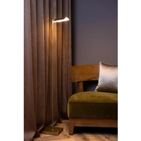 Lucide Aaron - vloerlamp - 20 x 20 x 134 cm - 10W dim to warm LED incl. - messing