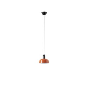 Faro Tatawin S - hanglamp - Ø 18,4 x 208,1 cm - satijnzwart en glansroodachtigoranje