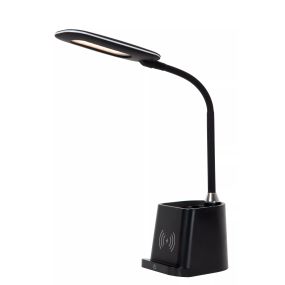 Lucide Penny - tafellamp met draadloze oplader - 12,8 x 9,5 x 34 cm - 4,7W LED met dimfunctie incl. - zwart