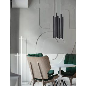Nova Luce Ultrathin - hanglamp - Ø 40 x 150 cm - 7 x 3W LED incl. - zwart
