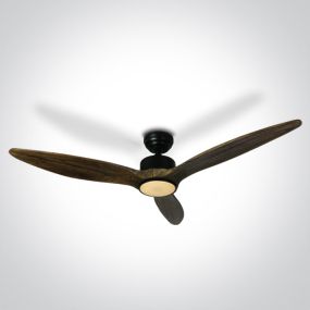 ONE Light Black Body - plafondventilator met licht en afstandsbediening - Ø 132 x 35 cm - zwart en donker bruin
