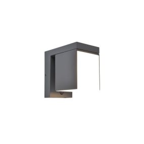 Lutec Prima - buiten wandlamp op zonne-energie met sensor - 10 x 13,5 x 16 cm - 9,5W LED incl. - IP44 - donker grijs