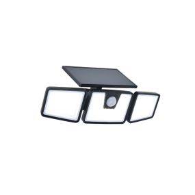 Lutec Briti - verstraler op zonne-energie met sensor - 26,7 x 8,3 x 12,75 cm - 6W LED incl. - IP44 - zwart