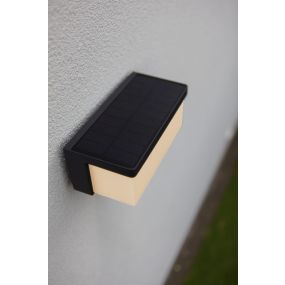 Lutec Zelna - hybride buiten wandlamp - 19,3 x 8,5 x 9,6 cm - 9W LED incl. - IP44 - donker grijs
