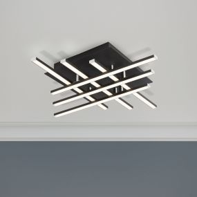 Searchlight Matrix - plafondverlichting - 45,5 x 45,5 x 8,5 cm - 24W dimbare LED incl. - mat zwart