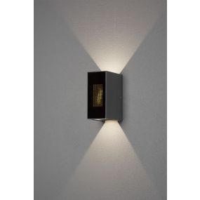 Konstsmide Cremona - wandlamp buiten met 2 regelbare lichtbundels en vlameffect - 8 x 13,5 x 17 cm - 6W LED incl. - IP54 - antraciet