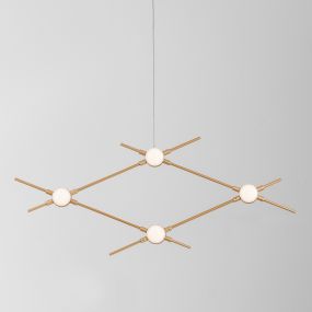 Nova Luce Atomo - hanglamp - 70 x 6 x 120 cm - 4 x 2,4W LED incl. - goud