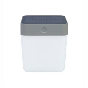 Lutec Table Cube - buiten tafellamp op zonne-energie - 12 x 12 x 13 cm - 3 stappen dimmer - 1W LED incl. - IP44 - zilver grijs