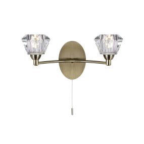 Searchlight Sierra - wandverlichting met trekschakelaar - 30 x 15 cm - antiek messing