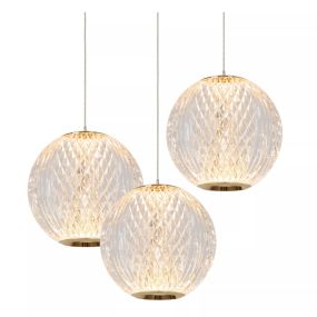 Lucide Cintra - hanglamp - 11 x 25 x 150 cm - 3 x 4,7W LED incl. - transparant en goud