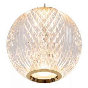 Lucide Cintra - hanglamp -  48 x 11 x 150 cm - 3 x 4,7W LED incl. - transparant en goud