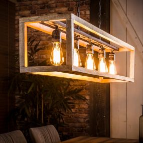 Vico Frame - hanglamp 5L - 125 x 25 x 150 cm - mango hout