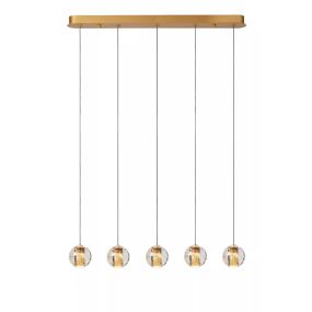 Lucide Dilenko 5L - hanglamp - 84 x 10 x 150 cm - 5 x 3,5W LED incl. - messing