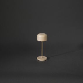 Konstsmide Lille mini - draadloze buiten tafellamp met laadstation - Ø7,5 x 20 cm - 2,5W dimbare LED incl. IP54 - beige
