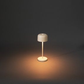 Konstsmide Lille mini - draadloze buiten tafellamp met laadstation - Ø7,5 x 20 cm - 2,5W dimbare LED incl. IP54 - beige