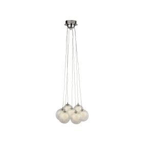 Searchlight Cluster - hanglamp - 39 x 35,5 x 120 cm - 7 x 2W dimbare LED incl. - chroom en transparant