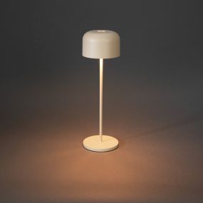 Konstsmide Lille - draadloze buiten tafellamp met laadstation - Ø11 x 36 cm - 3,5W dimbare LED incl. IP54 - beige