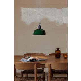Faro Tatawin M - hanglamp - Ø 25 x 211,5 cm  - satijnzwart en glansgroen