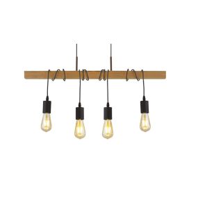Searchlight Woody - hanglamp - 70 x 150 cm - zwart en bruin