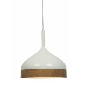 Artdelight Moondrop - hanglamp - Ø 30 x 181 cm - wit en hout