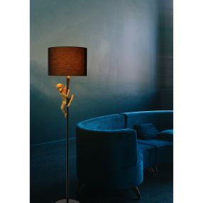 Lucide Extravaganza Chimp - staanlamp - 150 cm - zwart en goud