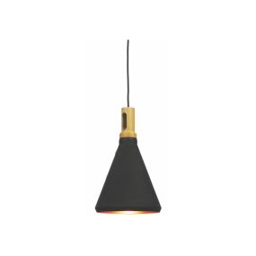 Artdelight Cornet - hanglamp - Ø 26 x 176 cm - zwart en goud