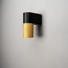 Konstsmide Temi Down - wandlamp buiten - 6,5 x 11,5 x 14,5 cm - IP54 - zwart en goud