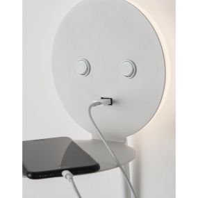Nova Luce Eclip - wandverlichting met schakelaar en USB-lader - 15 x 19,5 x 50 cm - 6W + 3W LED incl. - wit