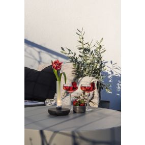 Konstsmide Biarritz - buiten tafellamp - Ø 13,5 x 20,5 cm - 2,5W dim to warm LED incl. - oplaadbaar - IP54 - zwart