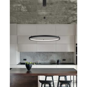 Nova Luce Empatia - hanglamp - Ø 60 x 120 cm - 35W dimbare LED incl. - zand zwart