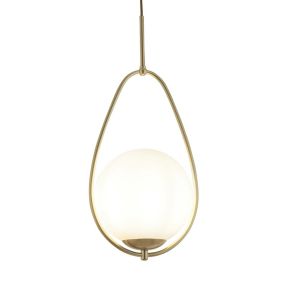 Searchlight Avalon - hanglamp - Ø 23 x 150 cm - wit en goud