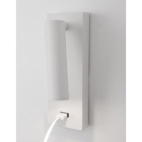 Nova Luce Fuse - wandverlichting met schakelaar en USB-lader - 6 x 12,3 x 18 cm - 3W LED incl. - wit
