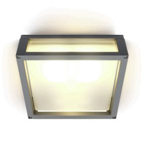 ONE Light Outdoor E27 Square - buiten plafond/wandverlichting - 25 x 25 x 9,5 cm - IP54 - grijs