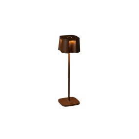 Konstsmide Nice - draadloze buiten tafellamp met laadstation - 10 x 10 x 36 cm - 2,2W dimbare LED incl. - IP54 - roestbruin