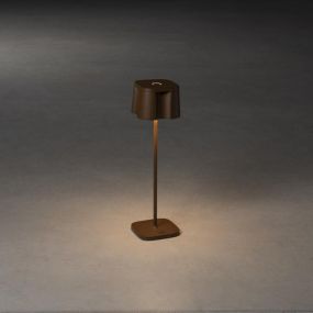 Konstsmide Nice - draadloze buiten tafellamp met laadstation - 10 x 10 x 36 cm - 2,2W dimbare LED incl. - IP54 - roestbruin